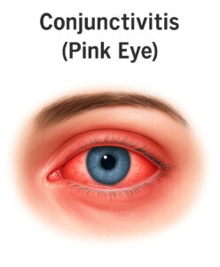 Medical illustration of Conjunctivitus or Pink Eye - Find treatment options at Southwestern Eye Center and from Common Eye Infections