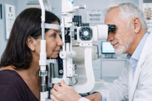 Woman going through the proper intraocular pressure tests at Southwest Eye Center
