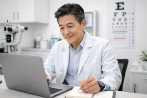 Southwest Eye Institute doctor researching the safest vision correction procedures today to inform his patients.