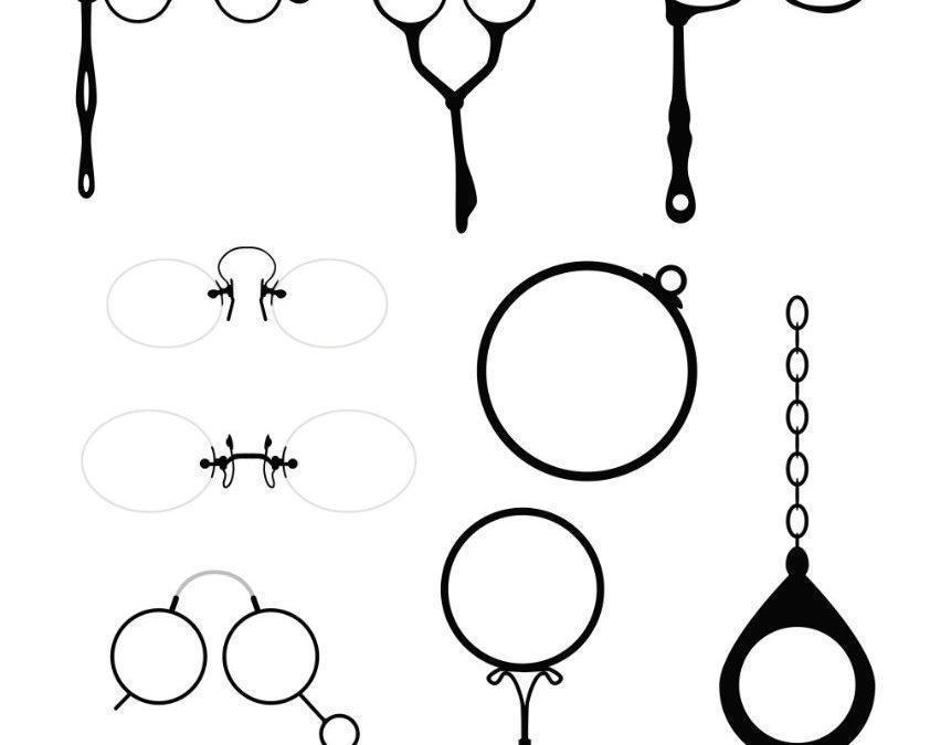 Historic and modern eyeglasses showing how eyewear has evolved over time from early round lenses to stylish contemporary frames for vision correction.