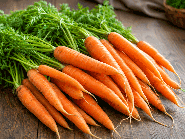 do carrots help your eyesight? A Group of healthy organic carrots on a table at Southwestern Eye Center.