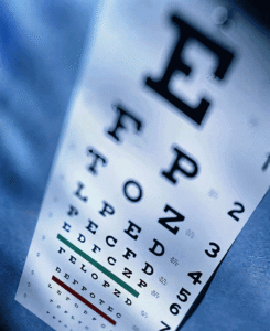 Visual acuity test used to diagnose presbyopia at Southwestern Eye Center.
